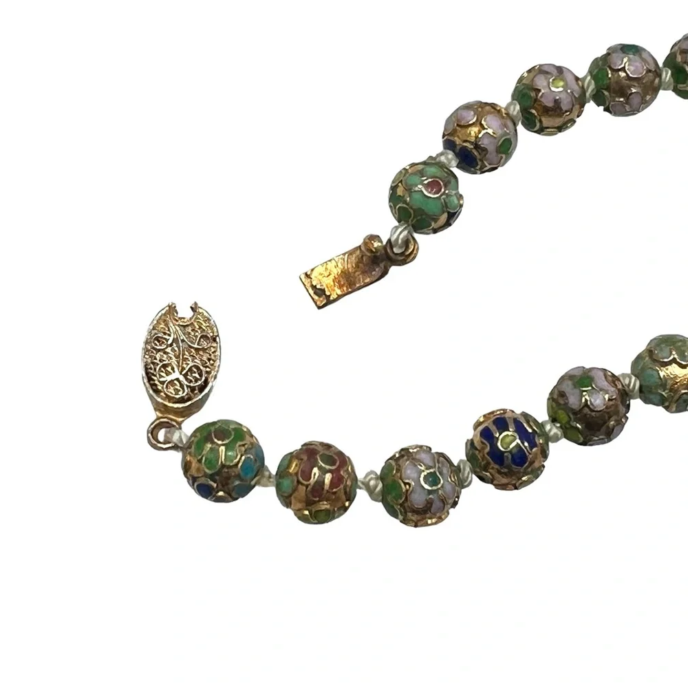 VINTAGE GRADUATED CLOISONNÉ BEAD NECKLACE 30.5